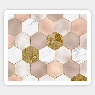 Taupe carat and marble hexagons Sticker